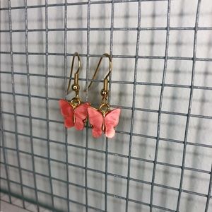 Coral butterfly earrings